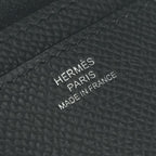 Hermes Nap Herme Snap Card Case Epsom Noir Black Silver Veau — view 7