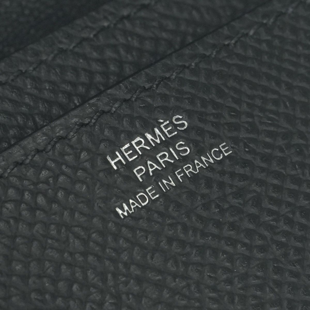 Hermes Nap Herme Snap Card Case Epsom Noir Black Silver Veau — view 7