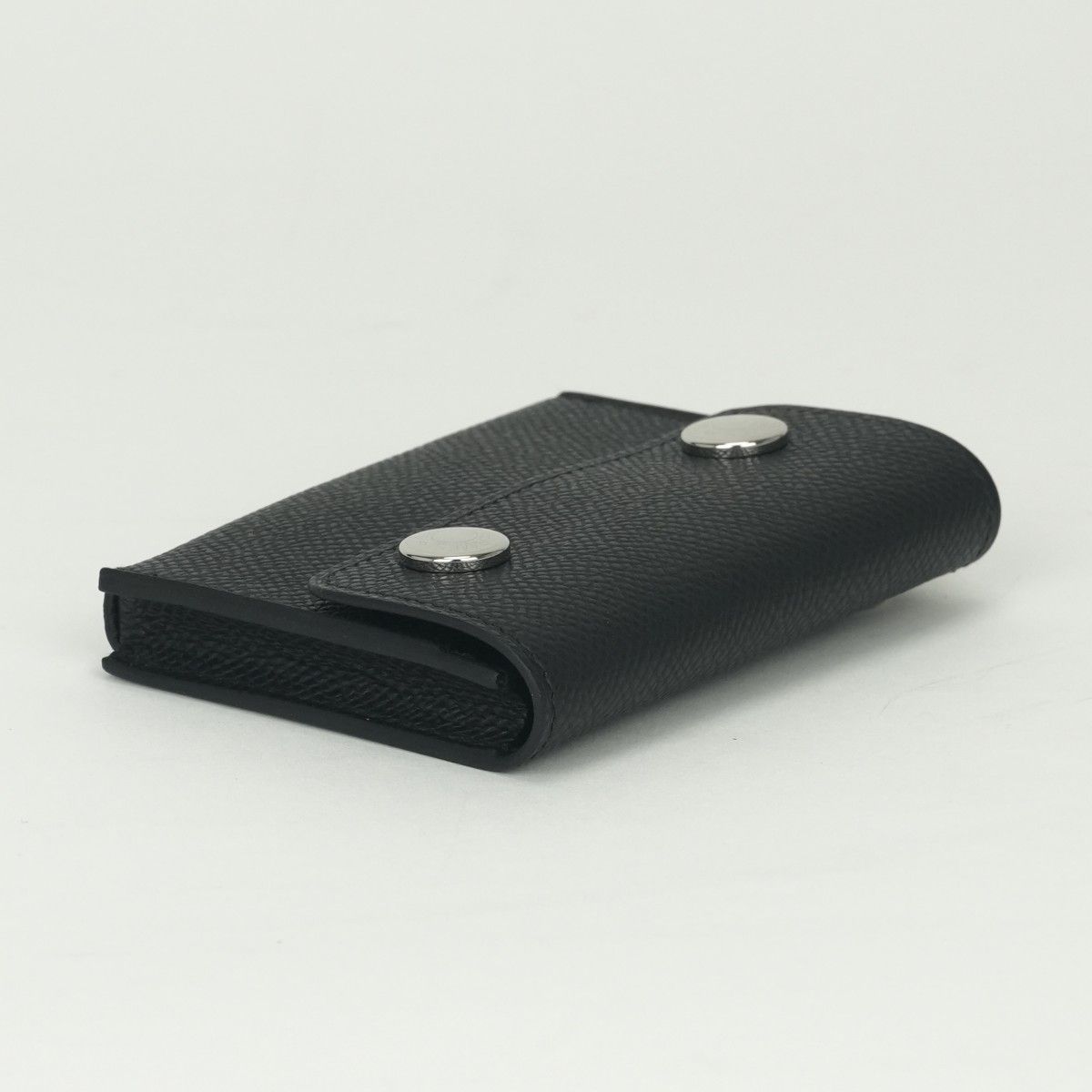 Hermes Nap Herme Snap Card Case Epsom Noir Black Silver Veau — view 4