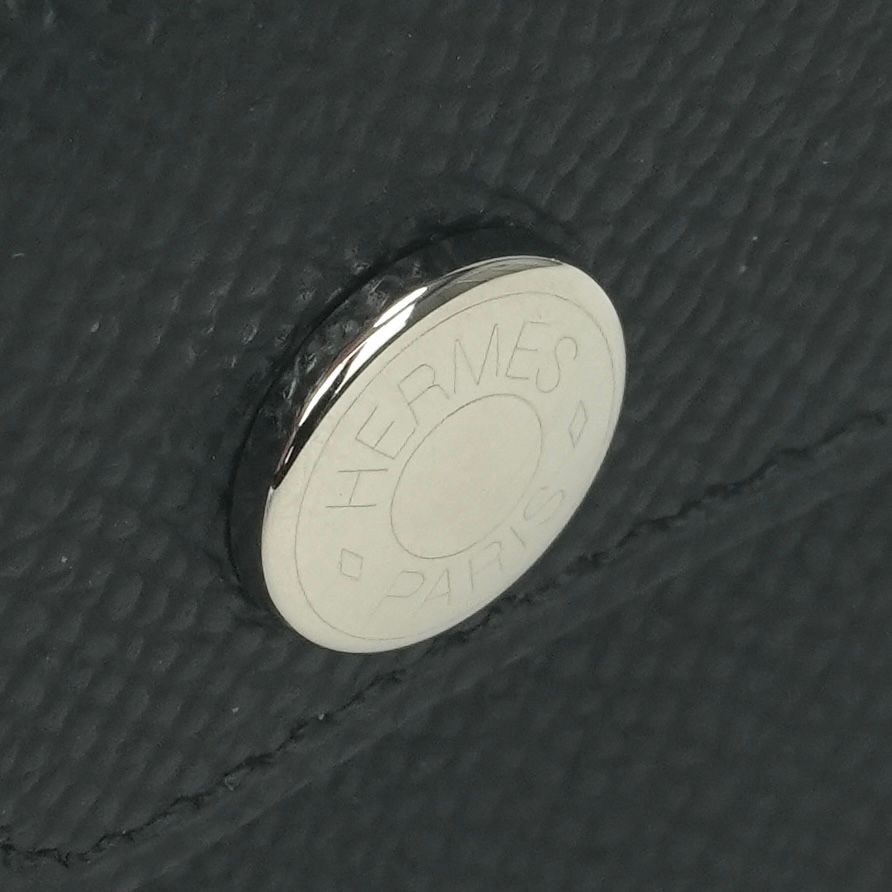 Hermes Nap Herme Snap Card Case Epsom Noir Black Silver Veau — view 6