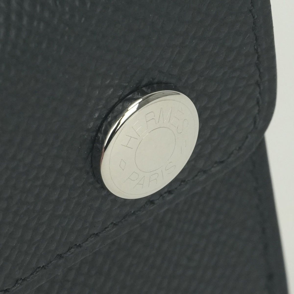 Hermes Nap Herme Snap Card Case Epsom Noir Black Silver Veau — view 5