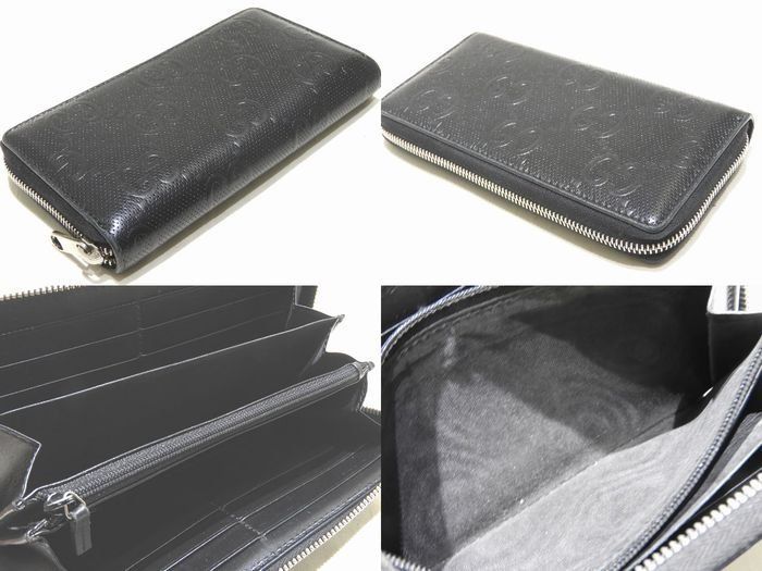 Gucci Zip Around Wallet GG Embossed Leather Black Available — view 3