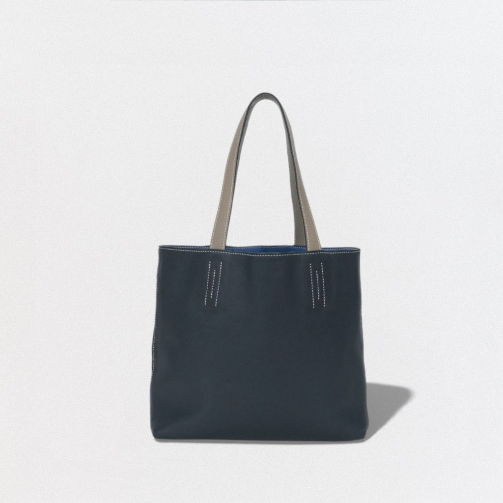 Hermes Double Sens 28 Tote Swift Etoupe Noir Azur Gray Black Blue — view 3
