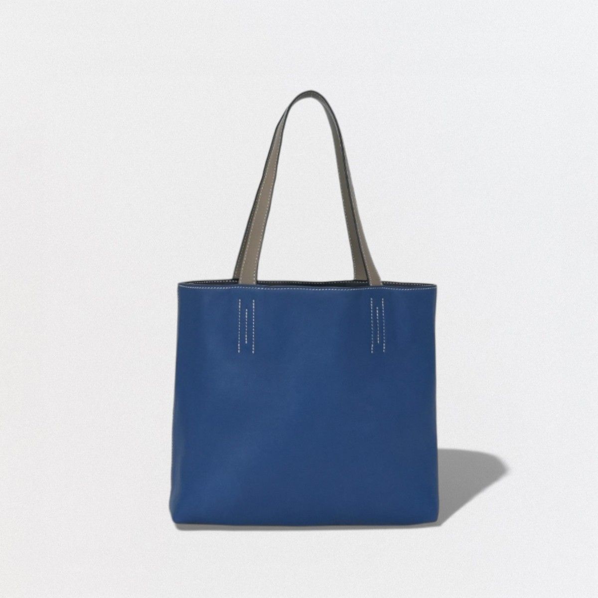Hermes Double Sens 28 Tote Swift Etoupe Noir Azur Gray Black Blue — view 9
