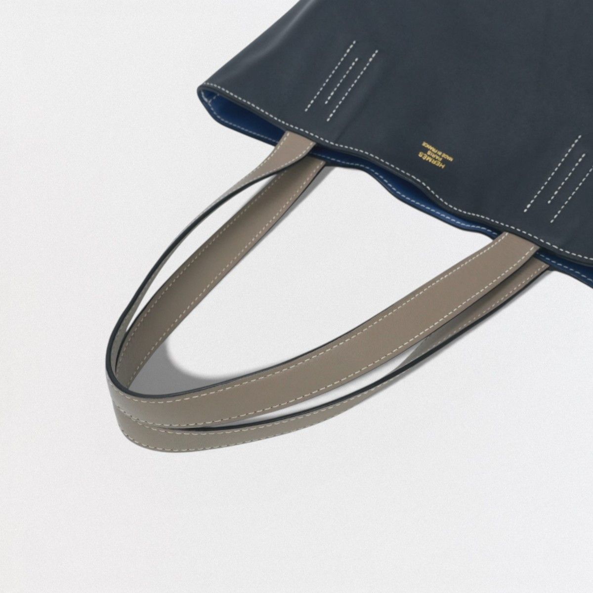 Hermes Double Sens 28 Tote Swift Etoupe Noir Azur Gray Black Blue — view 4