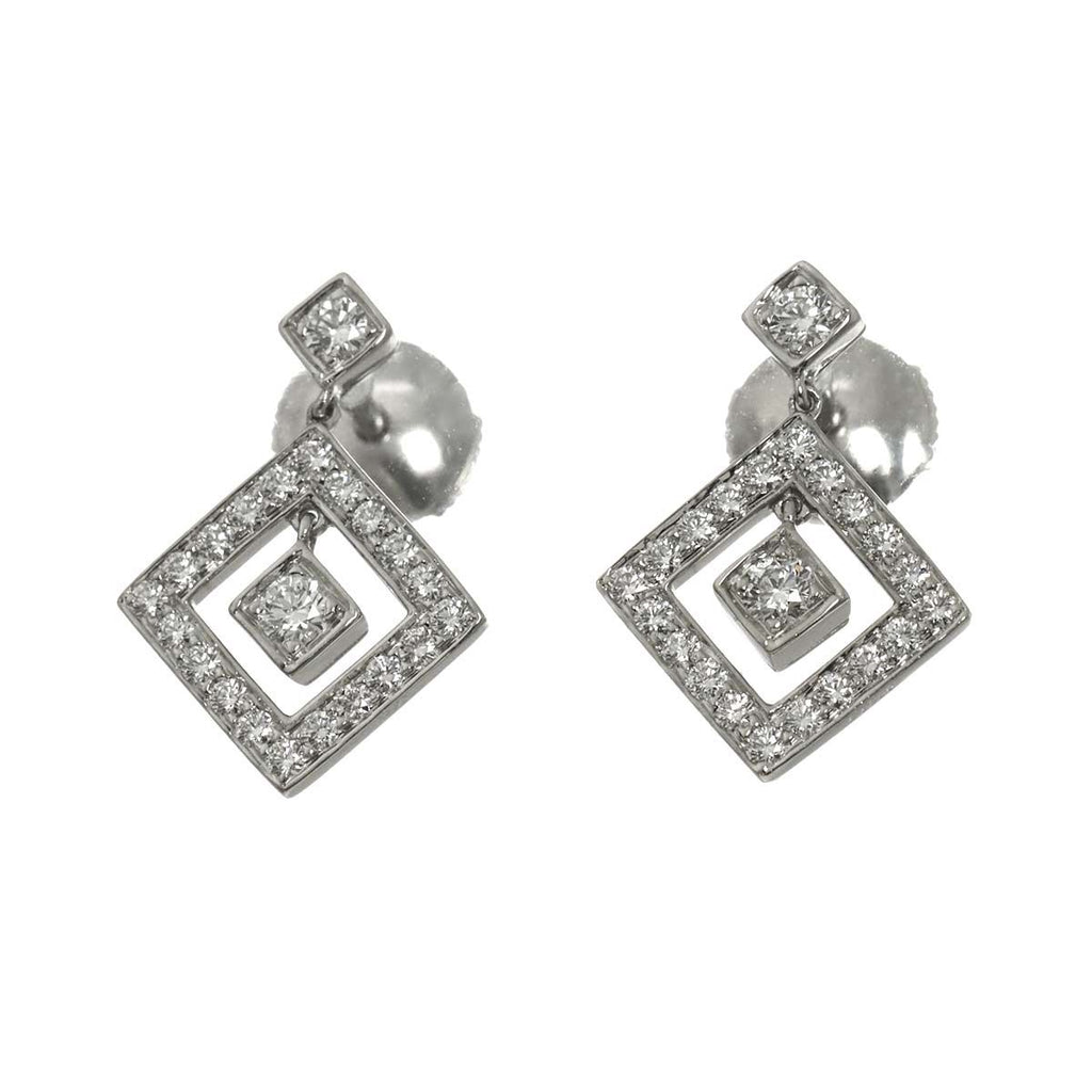 Tiffany & Co Open Square Diamond Earrings Pt Platinum Pierced — view 2