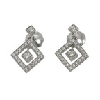Tiffany & Co Open Square Diamond Earrings Pt Platinum Pierced — view 2