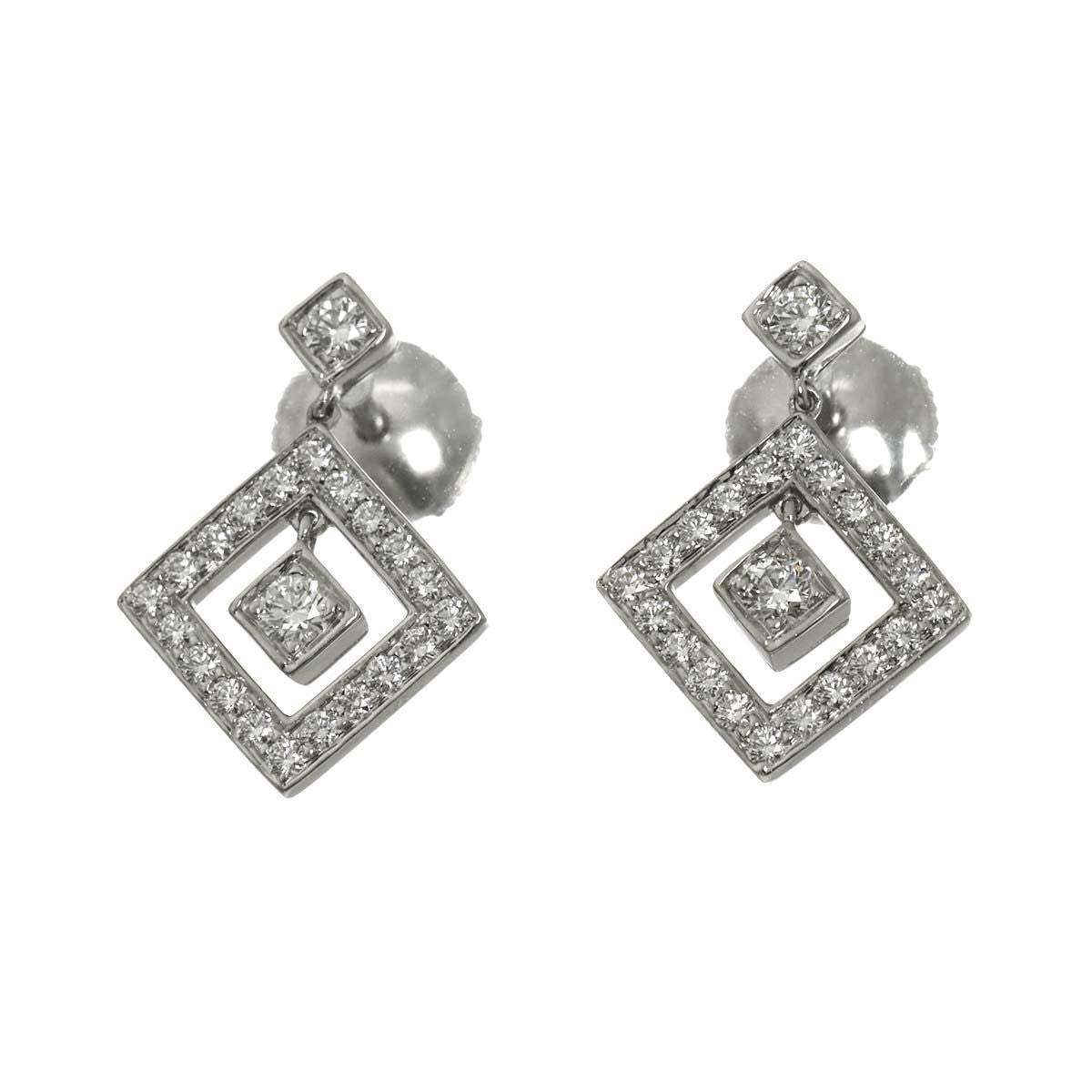 Tiffany & Co Open Square Diamond Earrings Pt Platinum Pierced — view 2