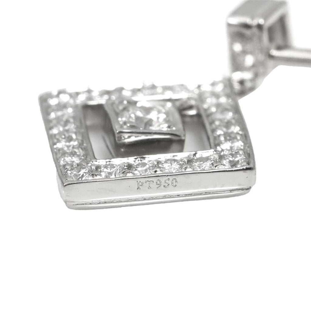 Tiffany & Co Open Square Diamond Earrings Pt Platinum Pierced — view 6