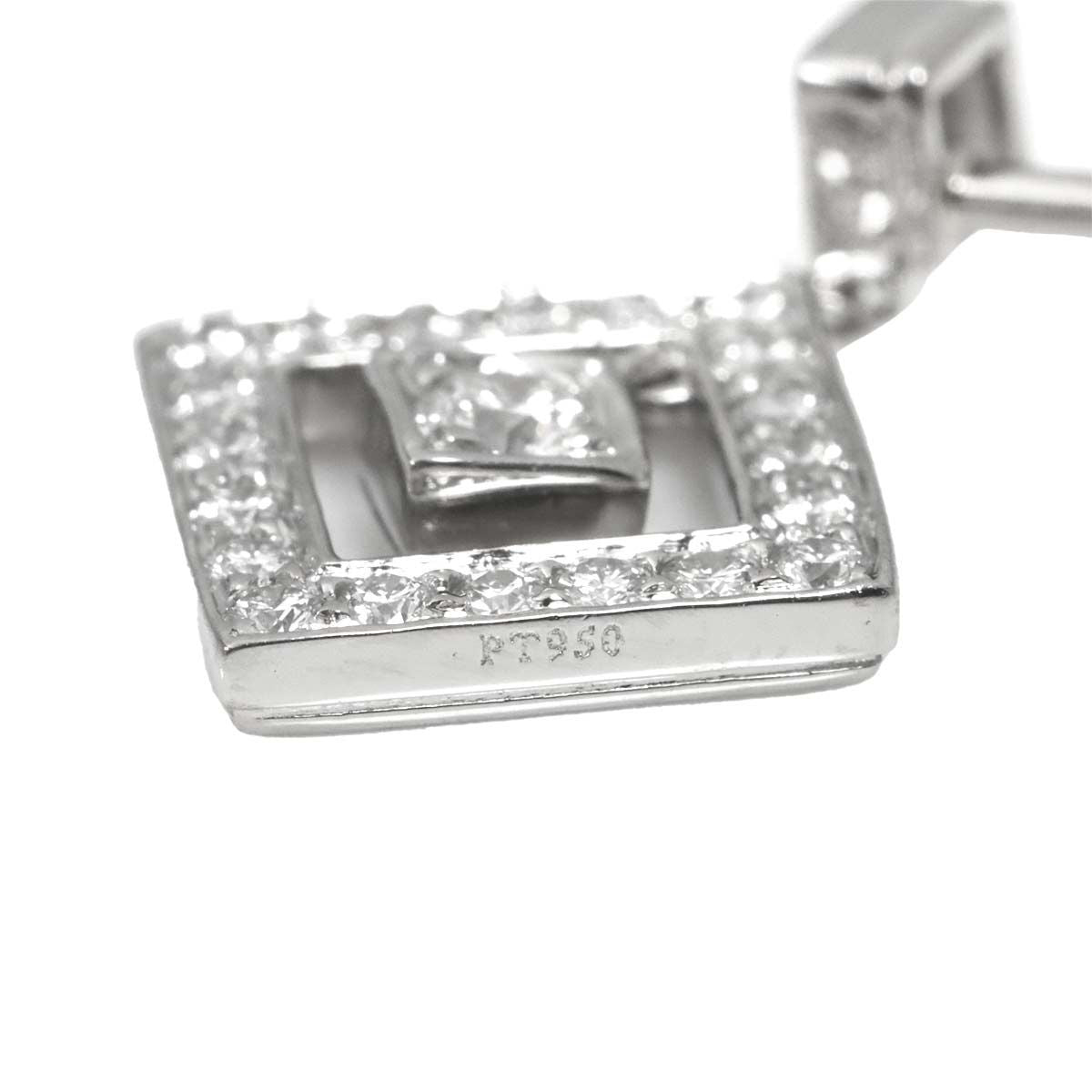 Tiffany & Co Open Square Diamond Earrings Pt Platinum Pierced — view 6