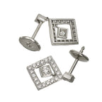 Tiffany & Co Open Square Diamond Earrings Pt Platinum Pierced — view 3