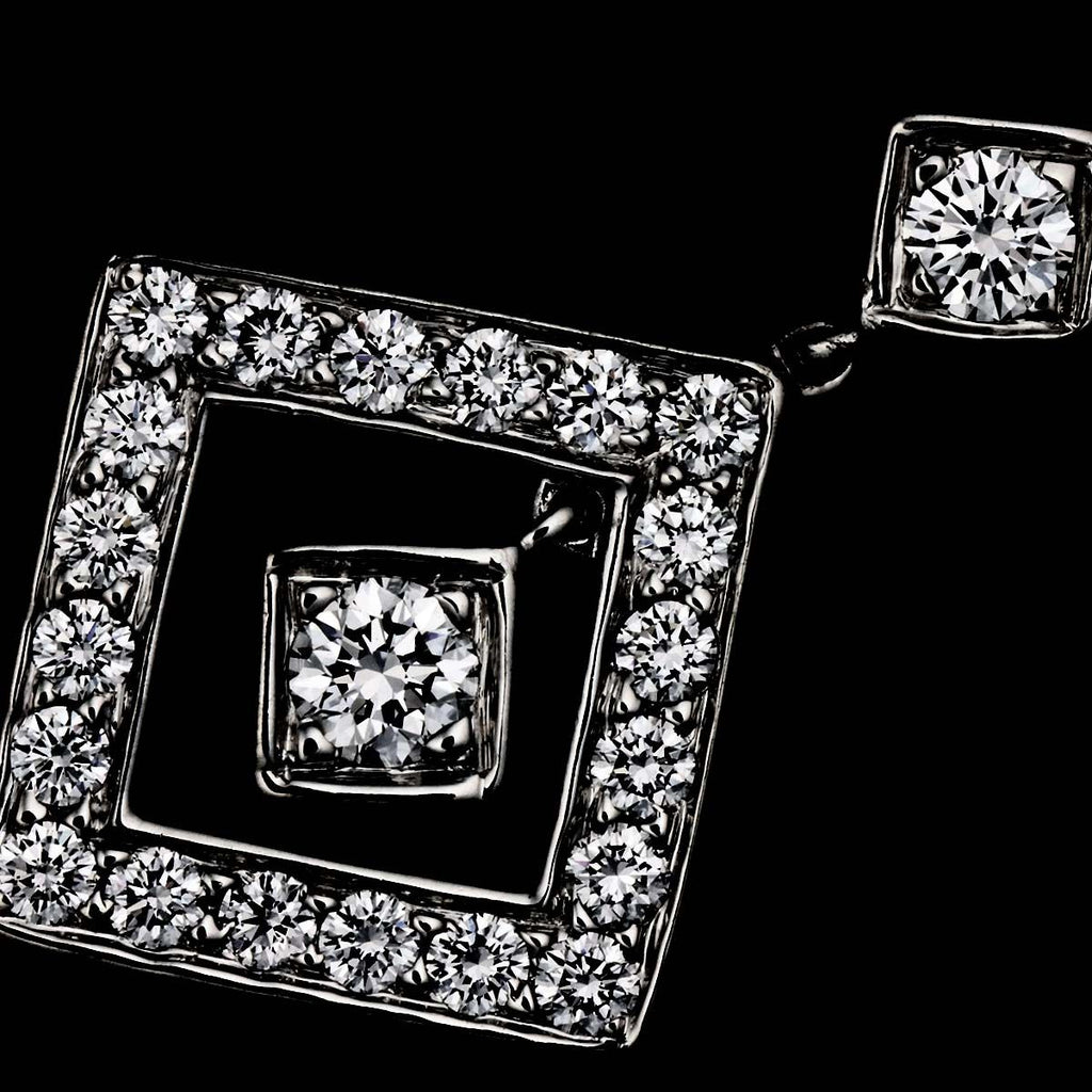 Tiffany & Co Open Square Diamond Earrings Pt Platinum Pierced — view 8
