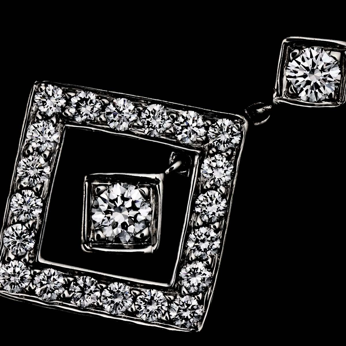Tiffany & Co Open Square Diamond Earrings Pt Platinum Pierced — view 8