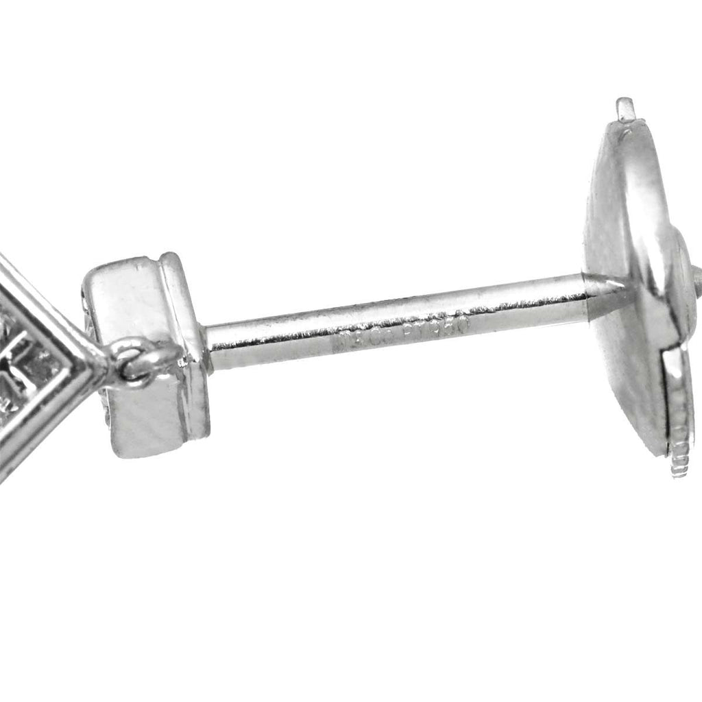 Tiffany & Co Open Square Diamond Earrings Pt Platinum Pierced — view 4