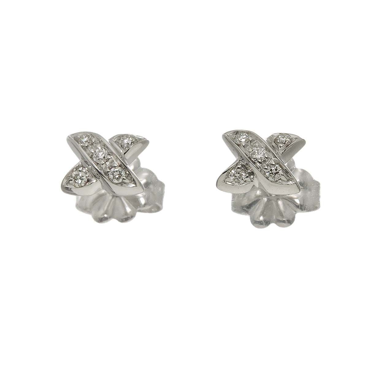 Tiffany & Co Signature Diamond Earrings 18k WG White Gold 750 Pierced — view 2