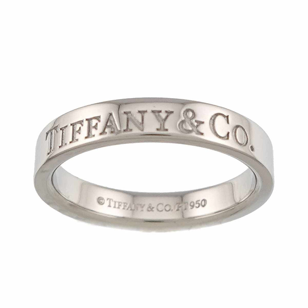 Tiffany & Co Logo Band Ring Pt Platinum — view 2