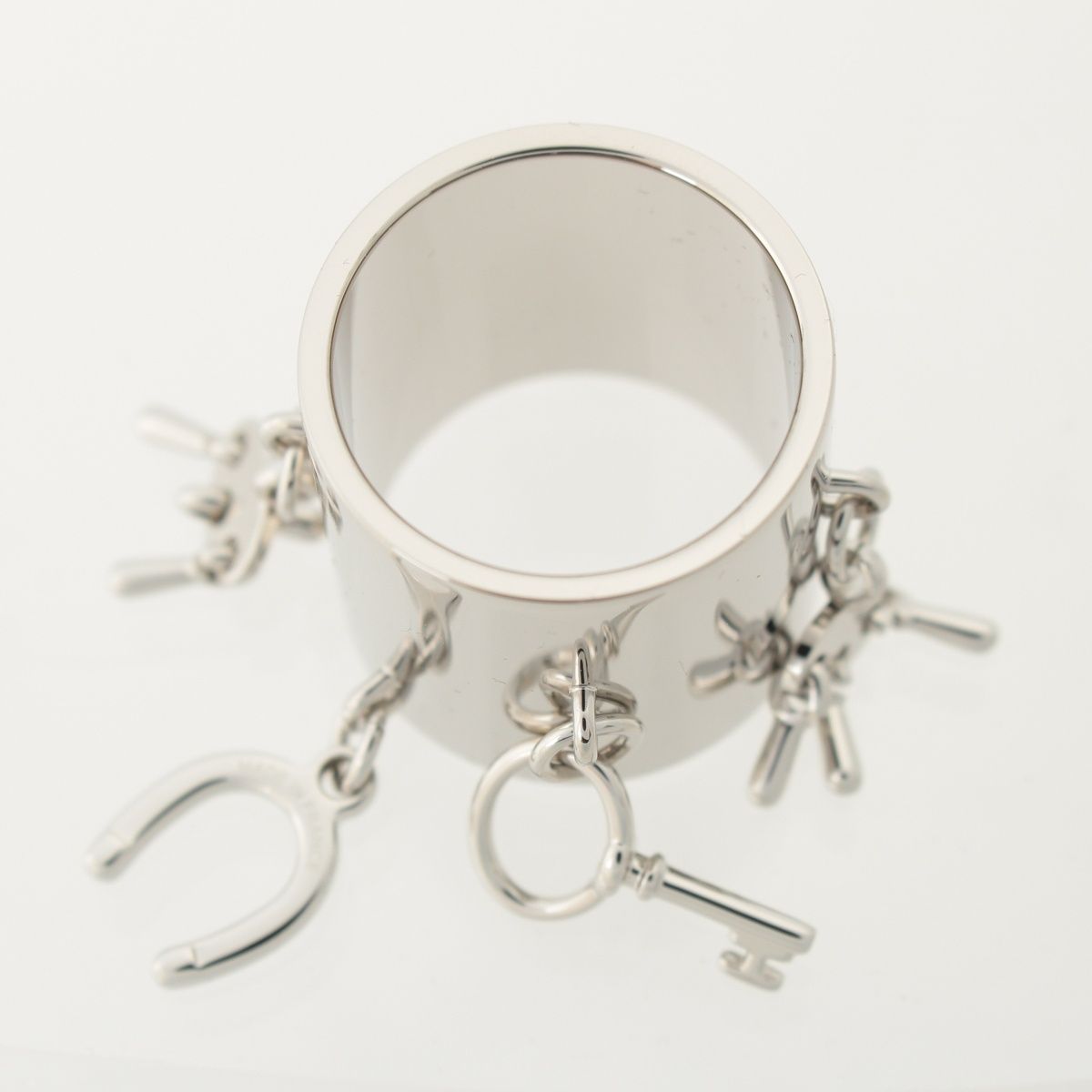 Hermes Scarf Ring Charm Key Horseshoe Silver — view 5