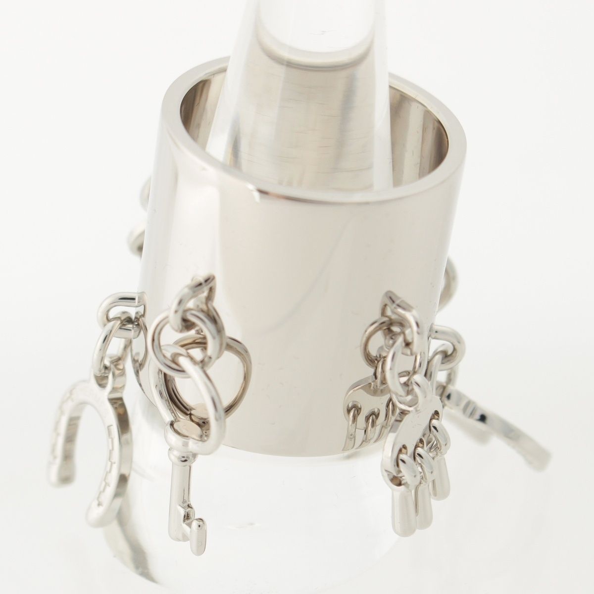Hermes Scarf Ring Charm Key Horseshoe Silver — view 2