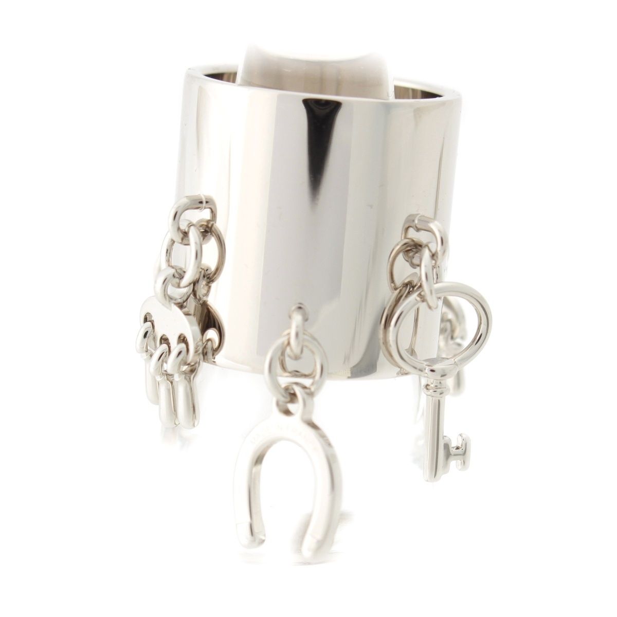Hermes Scarf Ring Charm Key Horseshoe Silver