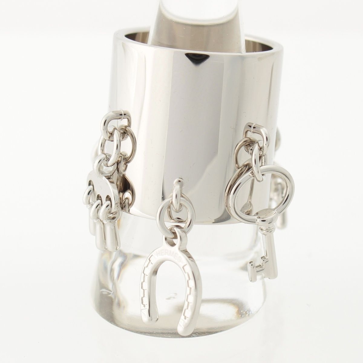 Hermes Scarf Ring Charm Key Horseshoe Silver — view 3