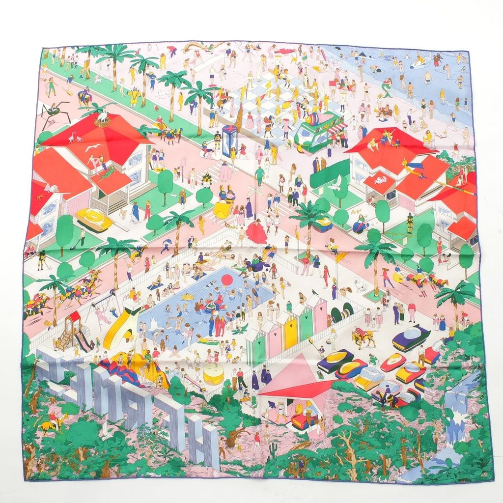 Hermes Carre 90 Silk on the Beach Scarf Multicolor