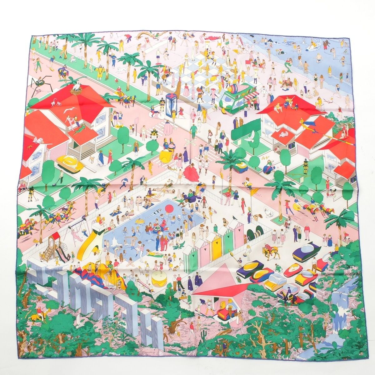 Hermes Carre 90 Silk on the Beach Scarf Multicolor