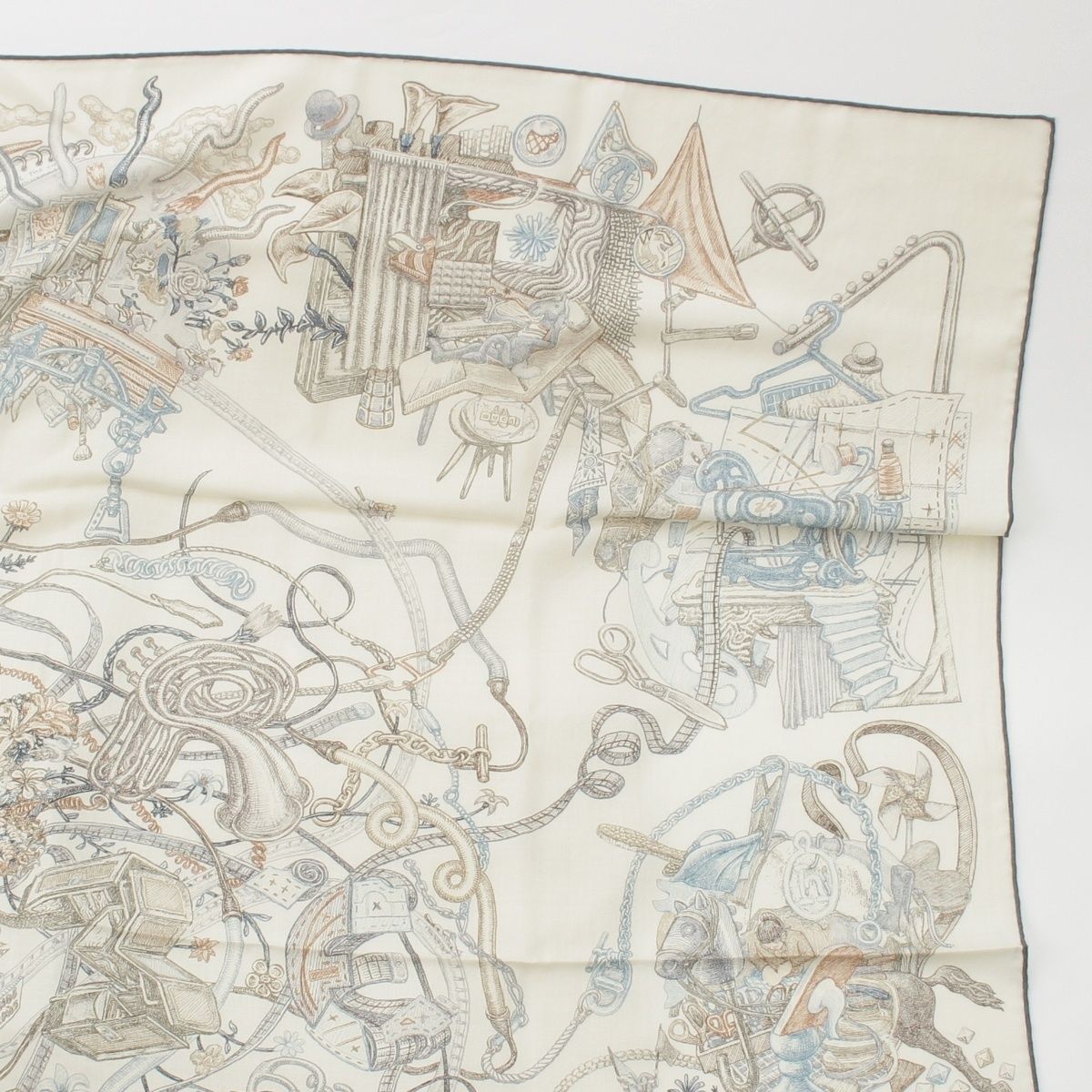 Hermes Carre Geant Cashmere Silk le Monde D'hermes World Scarf Ivory — view 3