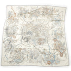 Hermes Carre Geant Cashmere Silk le Monde D'hermes World Scarf Ivory