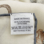 Hermes Carre Geant Cashmere Silk le Monde D'hermes World Scarf Ivory — view 7