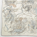 Hermes Carre Geant Cashmere Silk le Monde D'hermes World Scarf Ivory — view 4