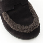 Hermes Go Vo Vellore Shearling Sandals Black — view 6
