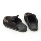 Hermes Go Vo Vellore Shearling Sandals Black — view 4
