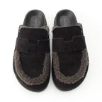 Hermes Go Vo Vellore Shearling Sandals Black — view 2