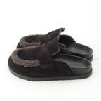 Hermes Go Vo Vellore Shearling Sandals Black — view 3