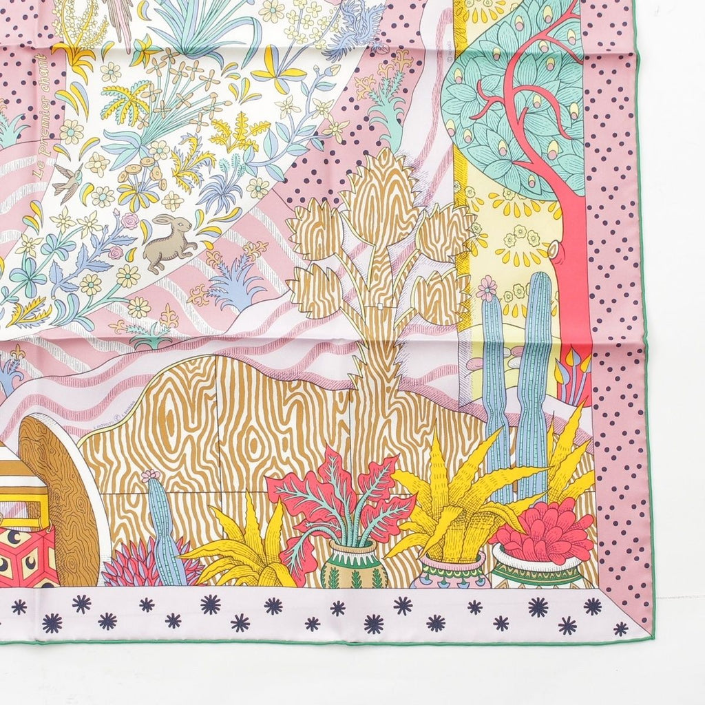 Hermes Carre 90 Silk le Premier Chant Song of Beginnings Scarf Pink — view 5