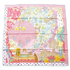 Hermes Carre 90 Silk le Premier Chant Song of Beginnings Scarf Pink