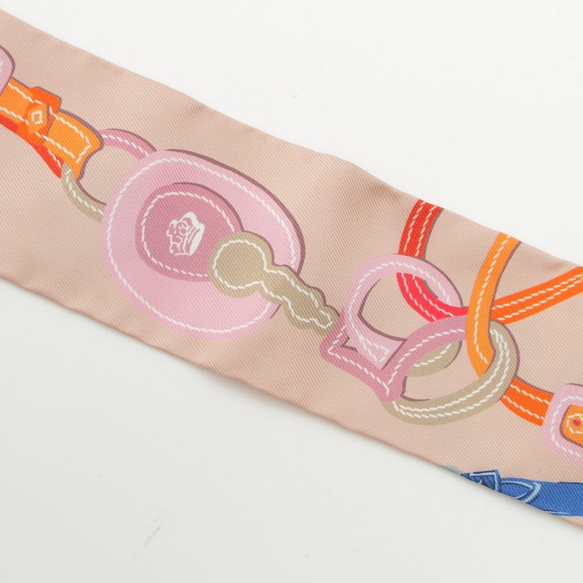 Hermes Twilly Brides de Gala Applique Pique Silk Scarf Beige — view 4