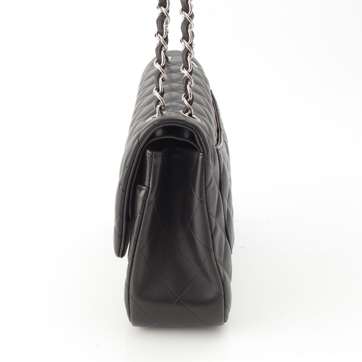 Chanel Big Quilted 30 Lambskin Chain Shoulder Bag Black — view 3