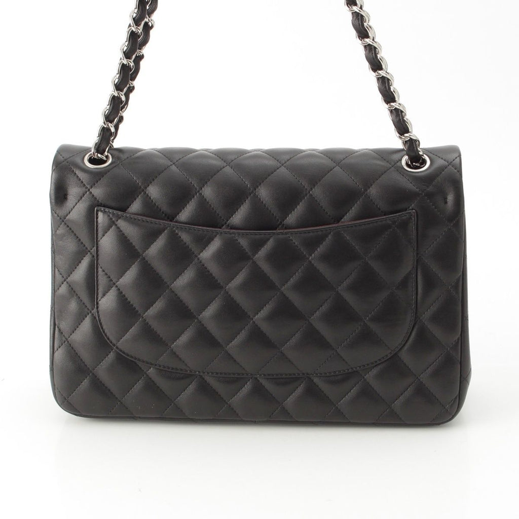 Chanel Big Quilted 30 Lambskin Chain Shoulder Bag Black — view 4