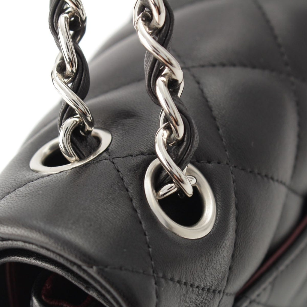 Chanel Big Quilted 30 Lambskin Chain Shoulder Bag Black — view 9