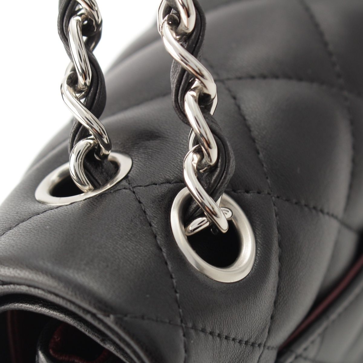 Chanel Big Quilted 30 Lambskin Chain Shoulder Bag Black — view 9