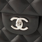 Chanel Big Quilted 30 Lambskin Chain Shoulder Bag Black — view 8