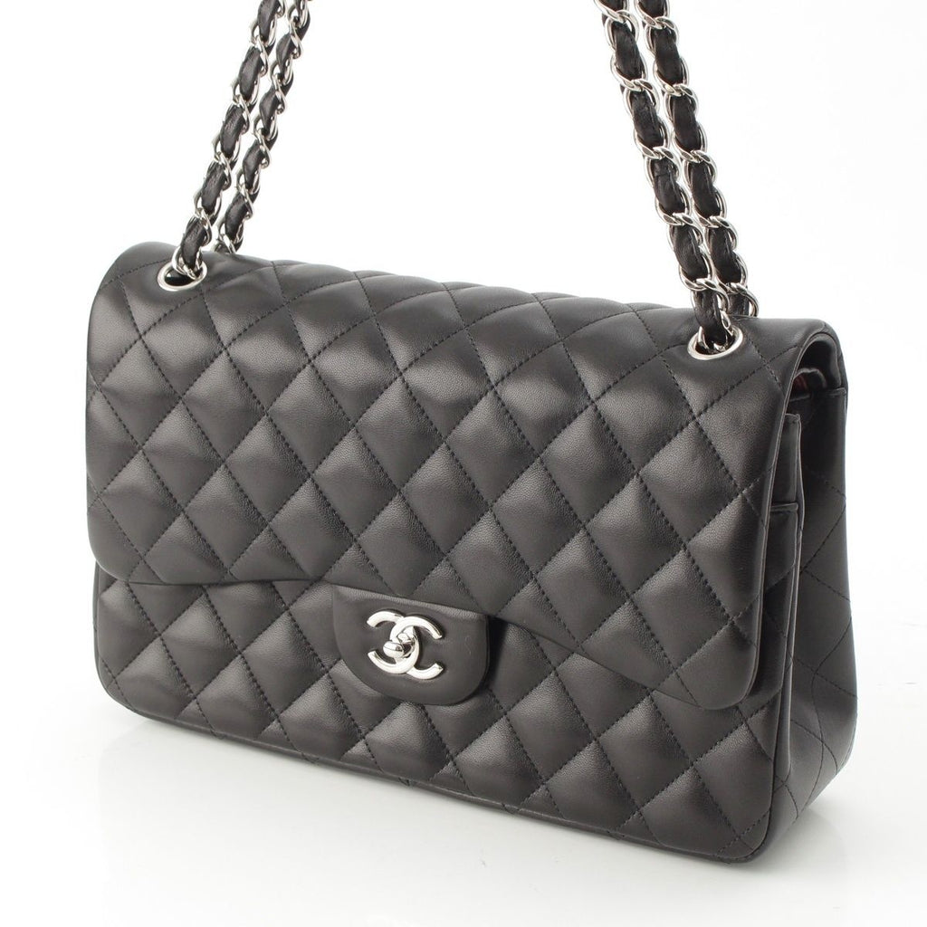 Chanel Big Quilted 30 Lambskin Chain Shoulder Bag Black — view 2
