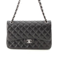 Chanel Big Quilted 30 Lambskin Chain Shoulder Bag Black
