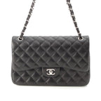 Chanel Big Quilted 30 Lambskin Chain Shoulder Bag Black
