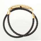 Hermes Roulis Godronne Double Tour Leather Bracelet Gold Black — view 5