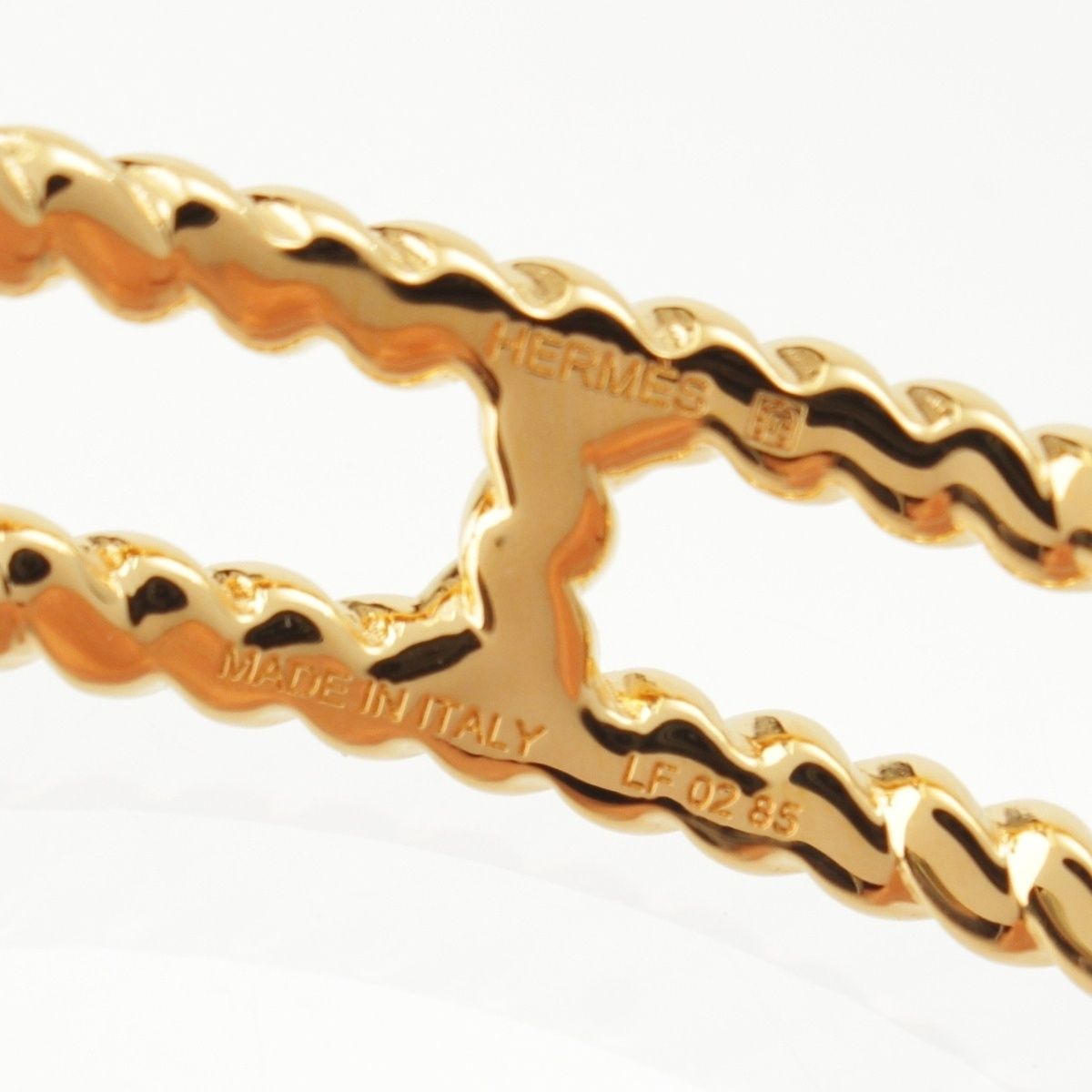 Hermes Roulis Godronne Double Tour Leather Bracelet Gold Black — view 7