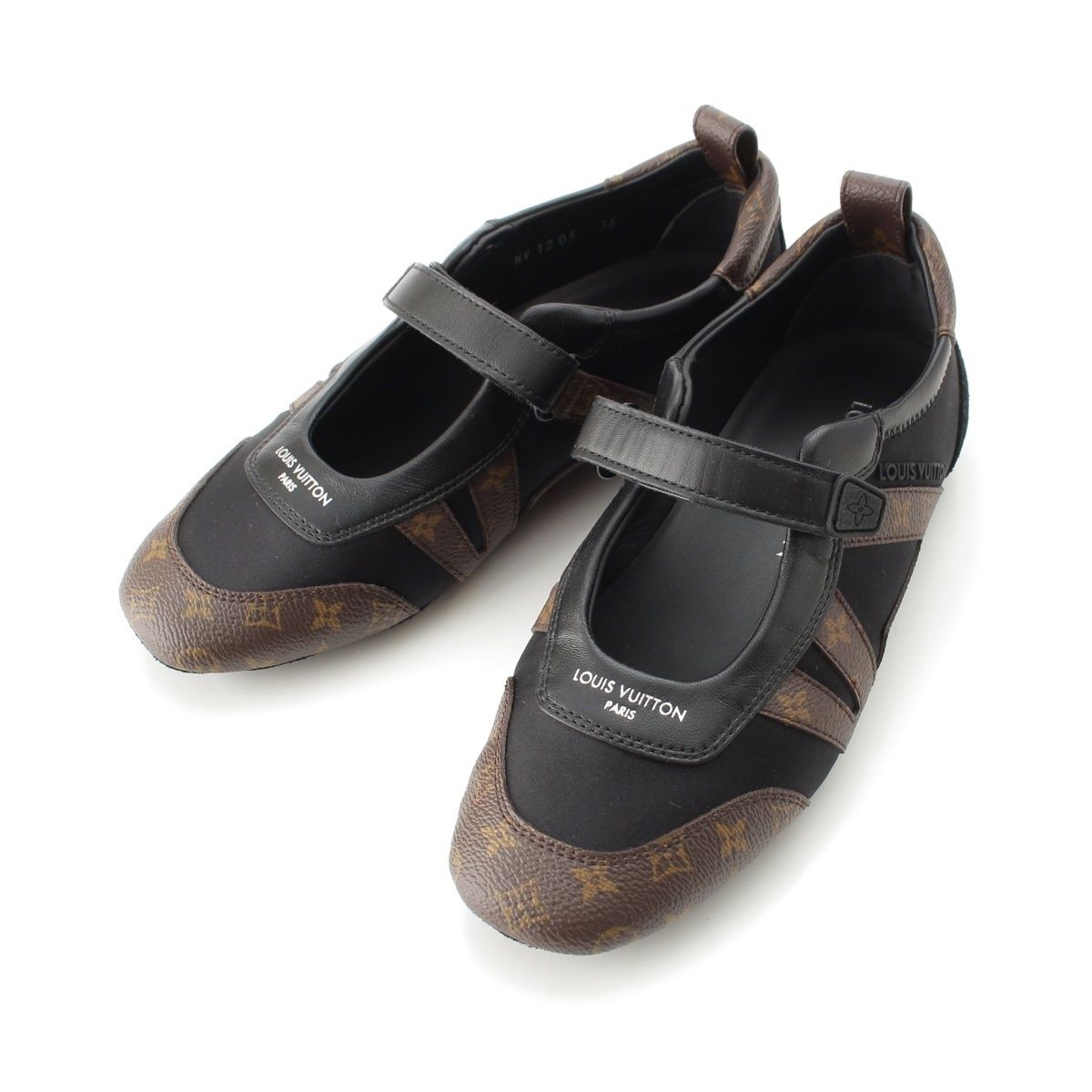 Louis Vuitton LV Sneakers Monogram Mary Jane Shoes Black Brown