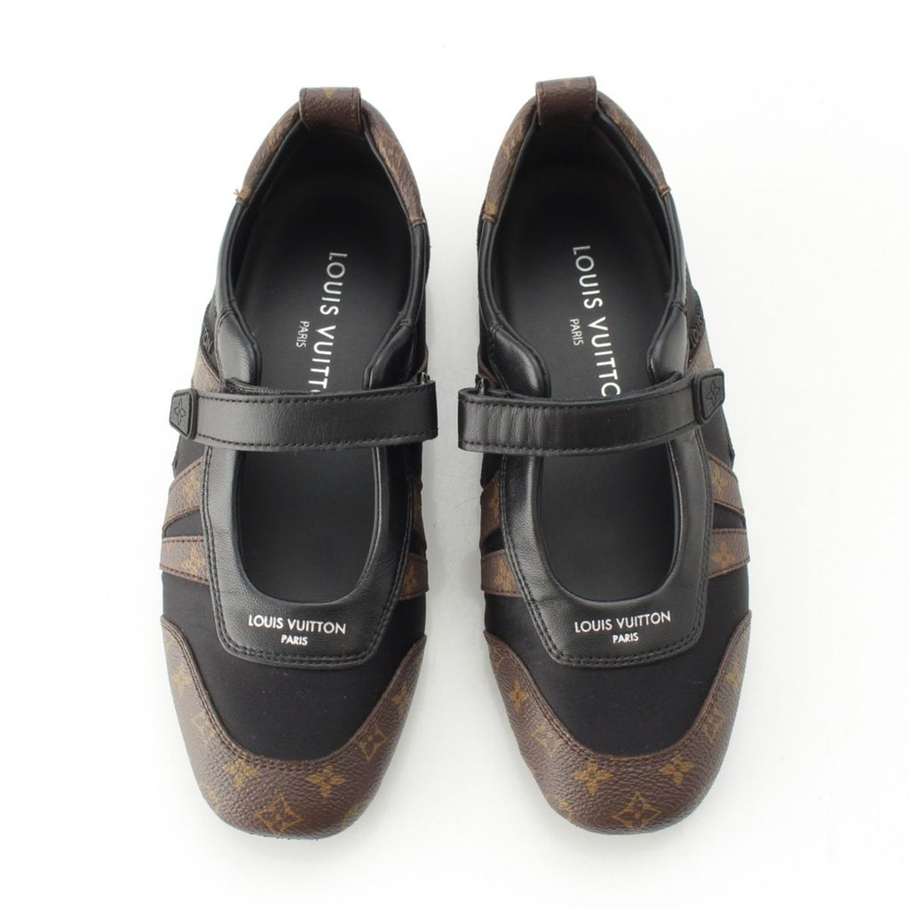 Louis Vuitton LV Sneakers Monogram Mary Jane Shoes Black Brown — view 2