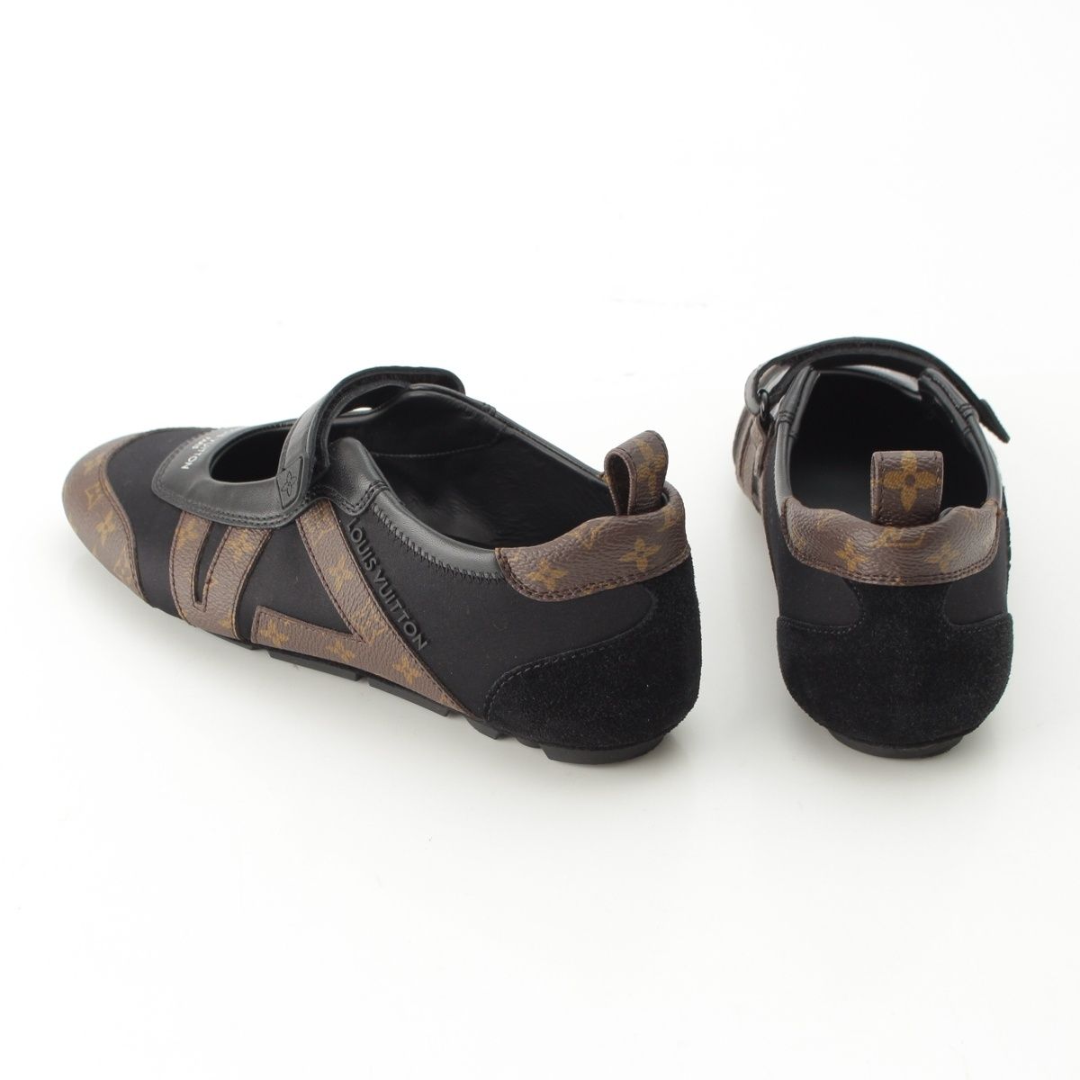 Louis Vuitton LV Sneakers Monogram Mary Jane Shoes Black Brown — view 4